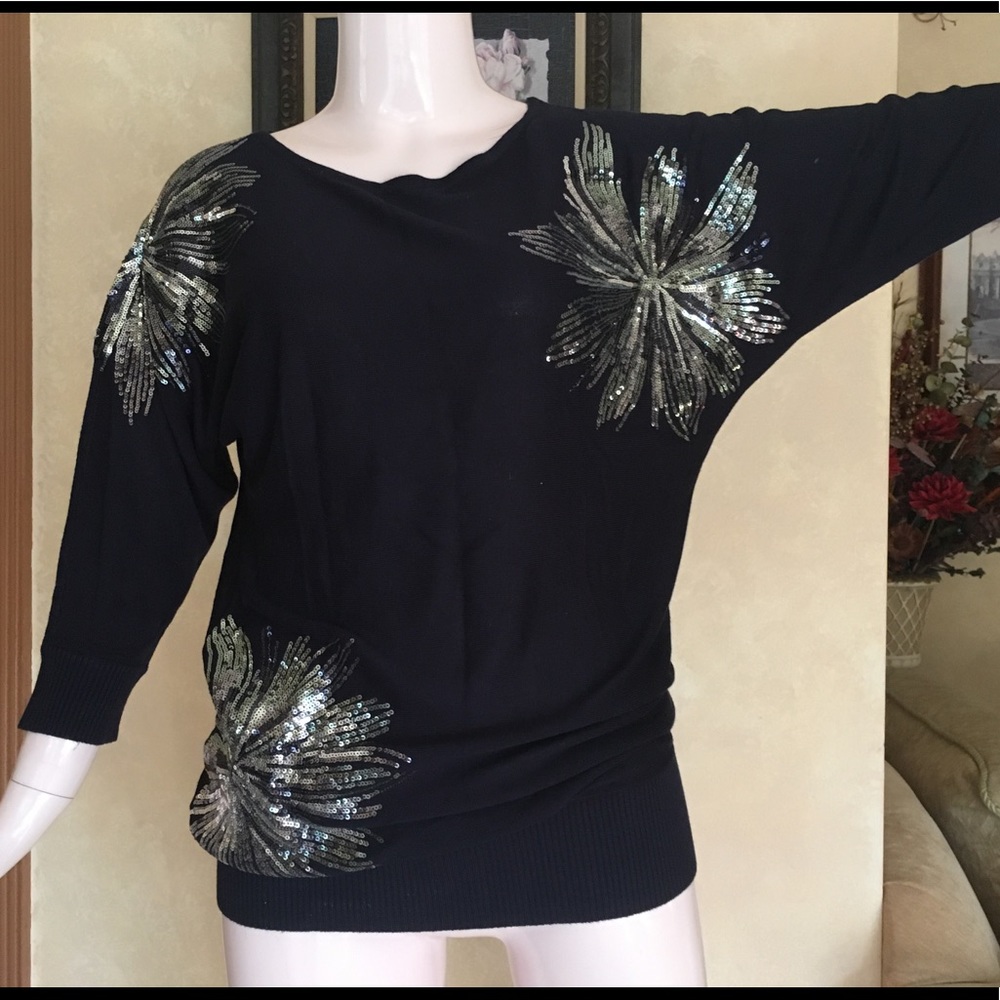 INC Flower beaded sweater-Size S